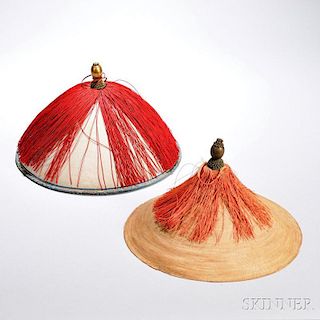 Two Qing Court Official's Summer Hats