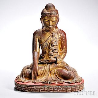 Inlaid and Giltwood Buddha