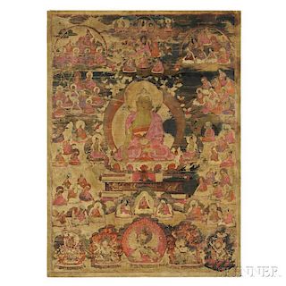 Thangka Depicting Akshobhya Buddha in Abhirati