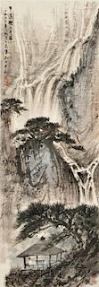 Hanging Scroll Depicting a Waterfall Landscape