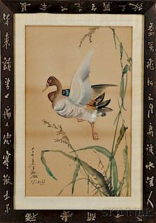 Painting Depicting a Flying Duck