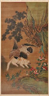 Painting Depicting an Eagle Attacking a Badger