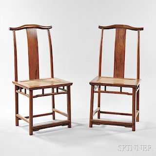 Pair of Elmwood Yoke-back Chairs