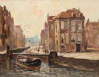 Dutch School, Canal Scene