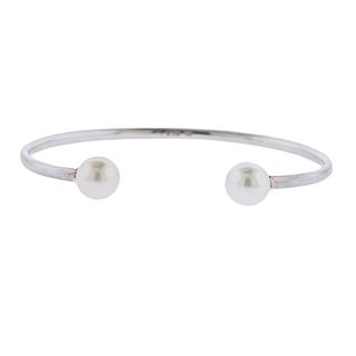 Georg Jensen Moonlight Grapes Silver Pearl Cuff Bracelet