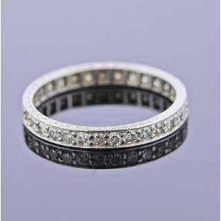 Art Deco Platinum Eternity Diamond Wedding Band Ring