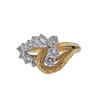 1970s 18k Gold Diamond Cocktail Ring