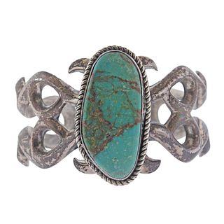 W. B. Henry Navajo Native American Sterling Turquoise Bracelet