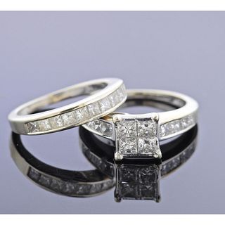 14k Gold Diamond Engagement Wedding Ring Set