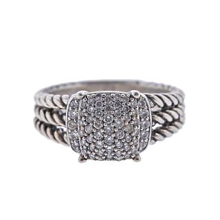 David Yurman Silver Diamond Wheaton Ring