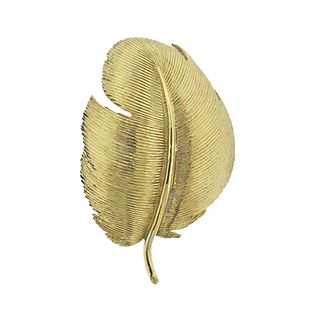 Tiffany & Co 18k Gold Feather Brooch Pin