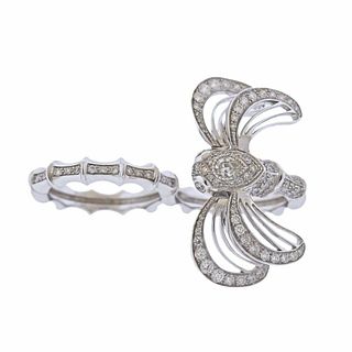 Lalique Libellule Gold Diamond Two Finger Ring