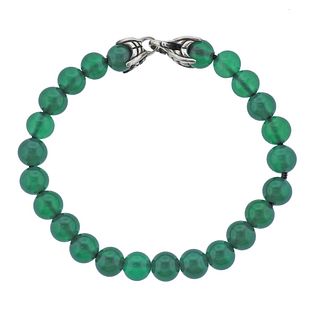 David Yurman Silver Spiritual Beads Green Onyx Bracelet
