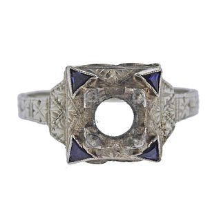 Art Deco 18k Gold Sapphire Engagement Ring Setting
