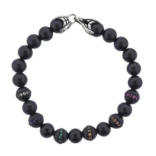 David Yurman Silver Spiritual Beads Multi Gemstone Rainbow Bracelet