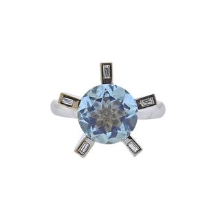 Solange Azagury Partridge Aquamarine Diamond 18k Gold Ring
