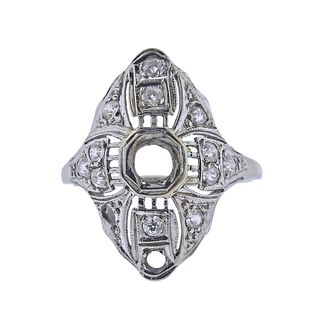 Art Deco Filigree Platinum Diamond Ring Mounting