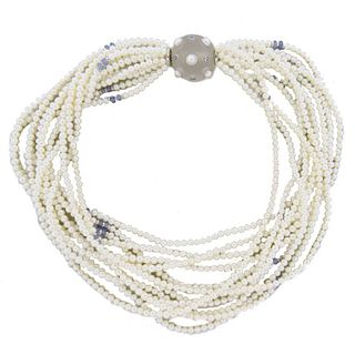 Trianon Pearl Frosted Crystal Gold Necklace