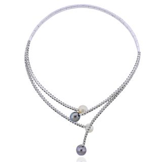9.30ctw Diamond South Sea Pearl Gold Necklace