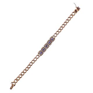 Antique Russian Gold Pearl Link Bracelet