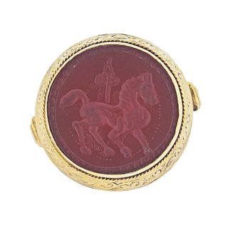 Antique 14k Gold Chalcedony Intaglio Dome Ring