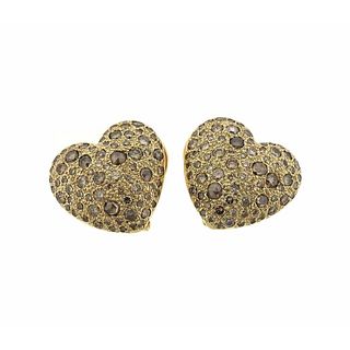 Pomellato Sabbia 18k Gold Fancy Diamond Heart Earrings