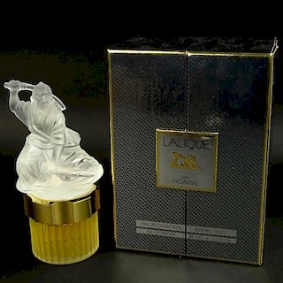Boxed Lalique 3.3 fl. oz Pour Homme Eau de Parfum Samurai Bottle.