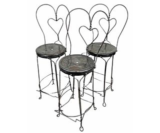 LOT OF THREE CAFE STYLE METAL BARSTOOLS
