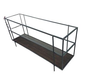 GLASS TOP MEDIA CONSOLE TABLE