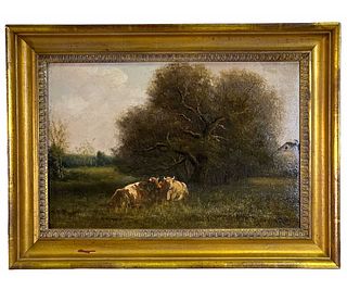 A. MILLROSE 19th C. PASTORAL SCENE OIL PAINTING