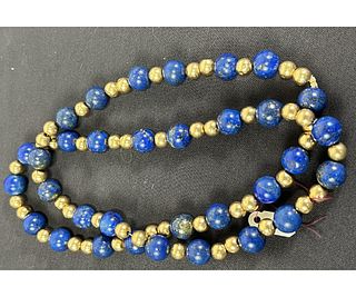 30in. LAPIS & 14kt. YELLOW-GOLD BEADS NECKLACE
