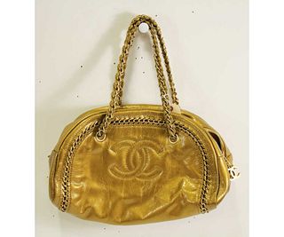 Chanel Gold Logo Bowling Tote Bag