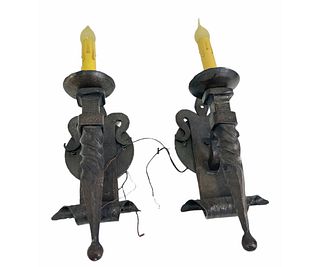 PAIR OF IRON WALL SCONCES