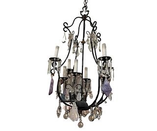 ROCK CRYSTAL AND CUT GLASS PRISM CHANDELIER