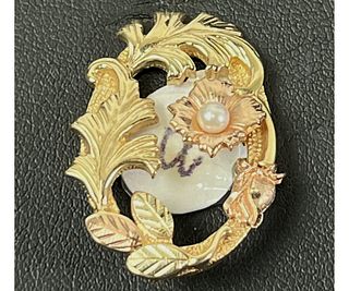 14KT. PINK/YELLOW GOLD PEARL PIN/PENDANT