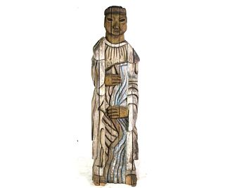 CHINESE CARVED WOODEN FIGURE WITH POLYCHROME