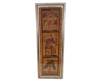 FRAMED TWO-PIECE ORNATE EGYPTIAN WOVEN PANEL
