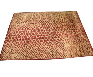 HAND KNOTTED CONTEMPORARY RED AND GOLD RUG