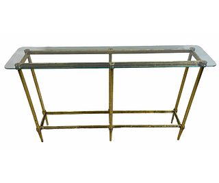 CONTEMPORARY CONSOLE TABLE WITH GLASS TOP