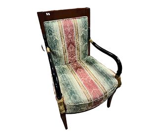 EMPIRE STYLE SILK UPHOLSTERED ARMCHAIR