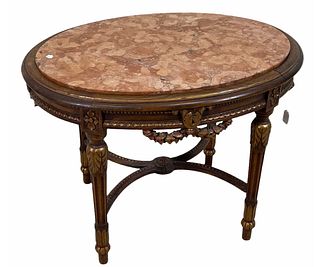 19th CENTURY FRENCH MARBLE TOP OVAL TABLE