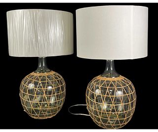PAIR OF GLASS LAMPS