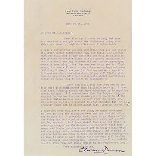 Clarence Darrow Typed Letter Signed
