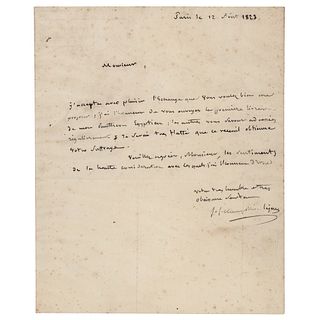 Jean Francois Champollion Autograph Letter Signed