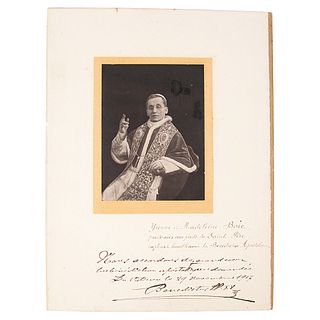 Pope Benedict XV Signed Apostolic Benediction