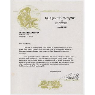 Apple: Ronald Wayne Typed Letter Signed