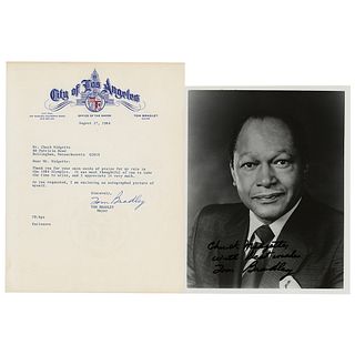 Tom Bradley Signed Photograph and Typed Letter Signed