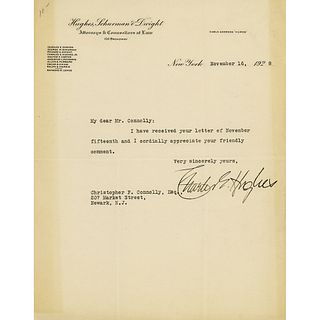 Charles Evans Hughes Typed Letter Signed