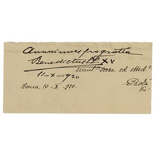 Pope Benedict XV Signature