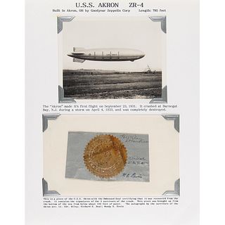 USS Akron Fabric Signed by (3) Survivors